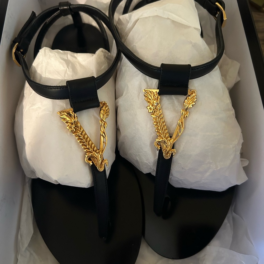 Versace Black and Gold Sandals